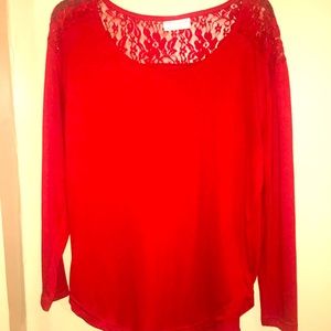 Women’s red with lace trim blouse